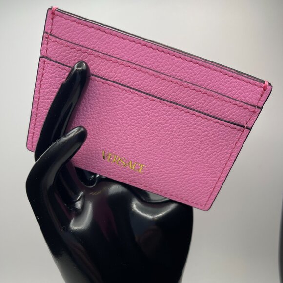 Versace Mini Medusa Pink Paradise Grainy Leather Slim Card Case - NWOT - Picture 2 of 6